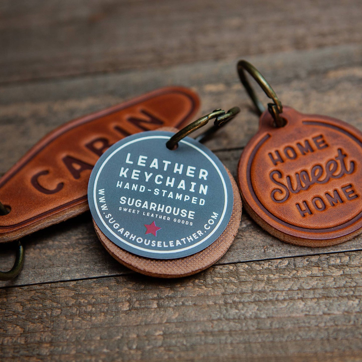 American Flag Leather Keychain