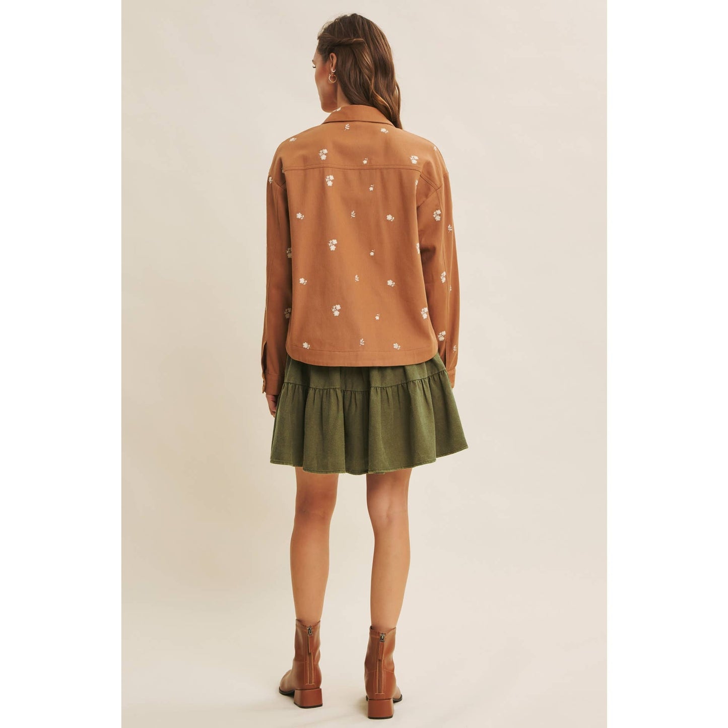 Cafe Latte Embroidery Cotton Twill Utility Jacket - Purpose + Passion Boutique