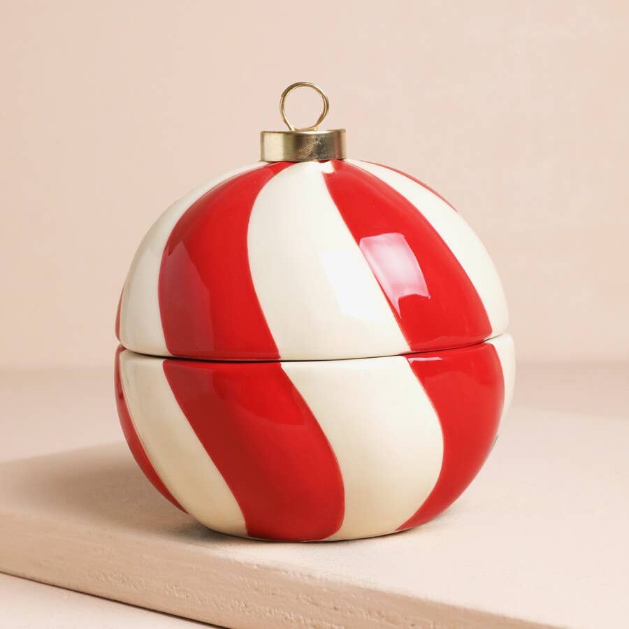 Candy Cane Stripe Cinnamon Bauble Candle - Purpose + Passion Boutique
