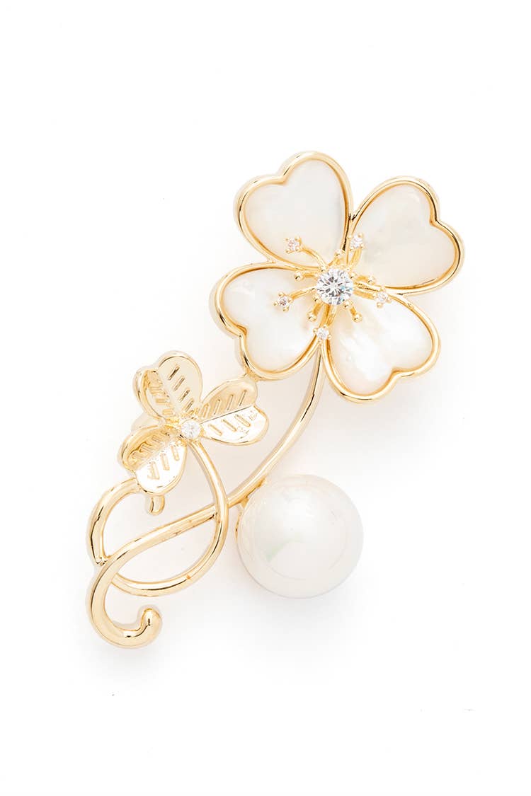 Mother of Pearl Flower Brooch