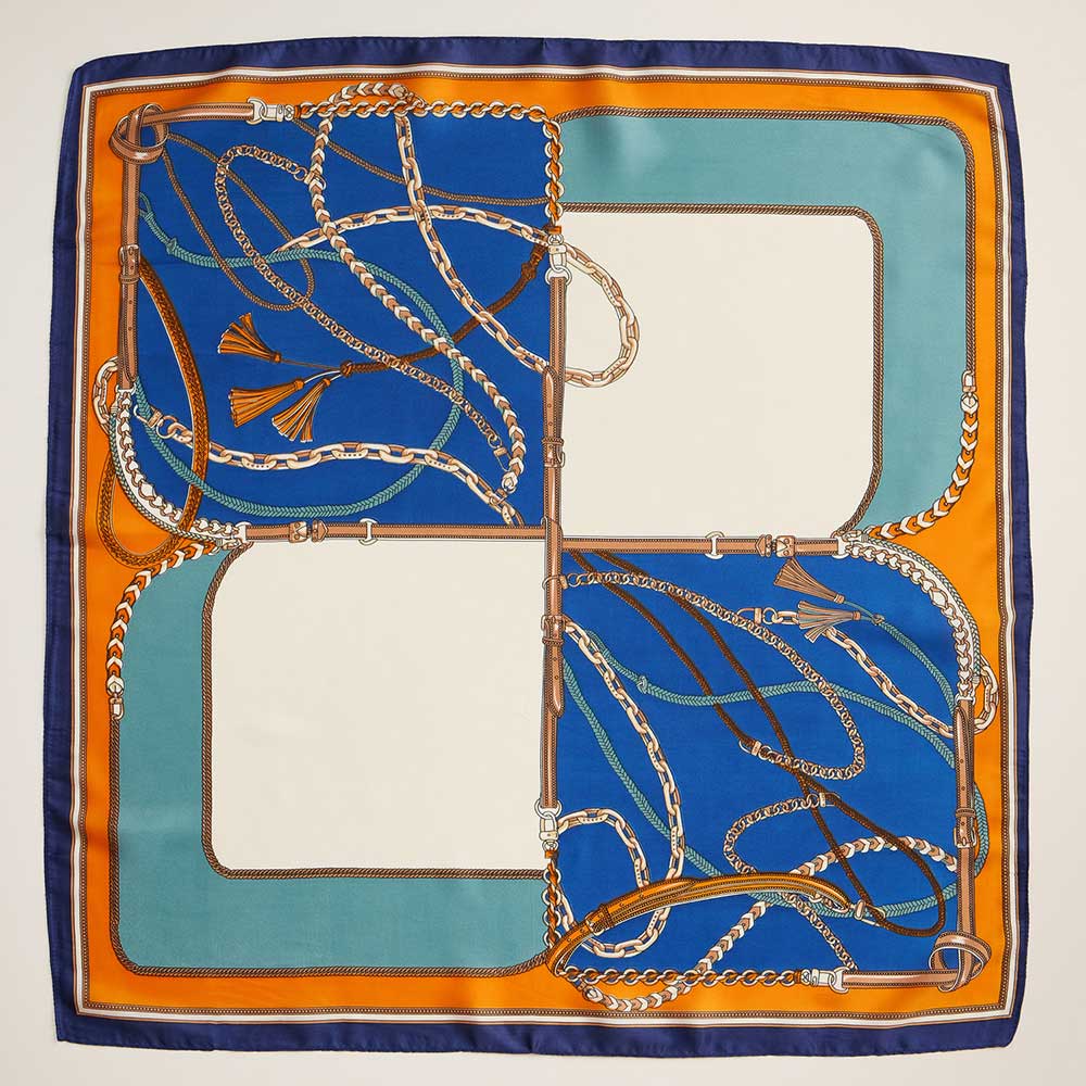 Chain Rope Printed Square Silky Satin Scarf - Purpose + Passion Boutique