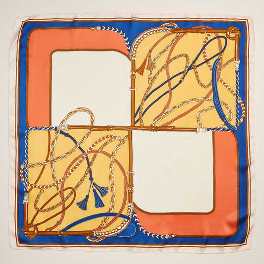 Chain Rope Printed Square Silky Satin Scarf - Purpose + Passion Boutique