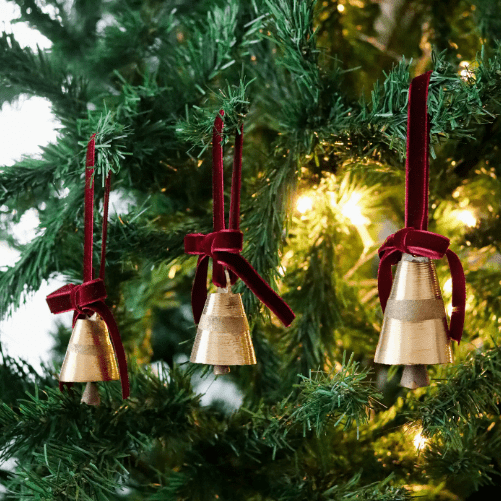 Christmas Tree Ornament Bell with Ribbon - Purpose + Passion Boutique