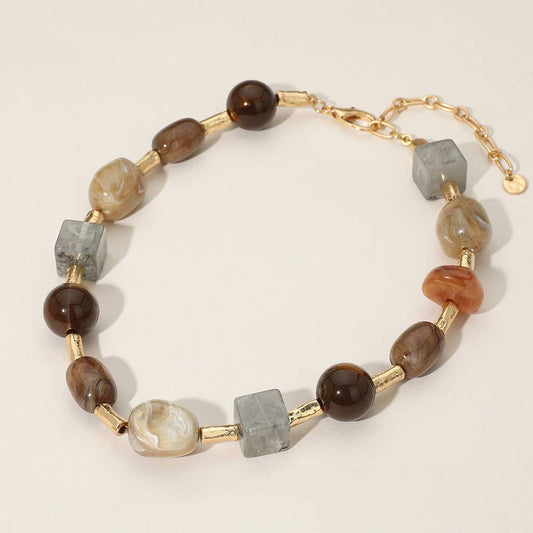 Chunky Geometric Marbled Beaded Necklace - Purpose + Passion Boutique