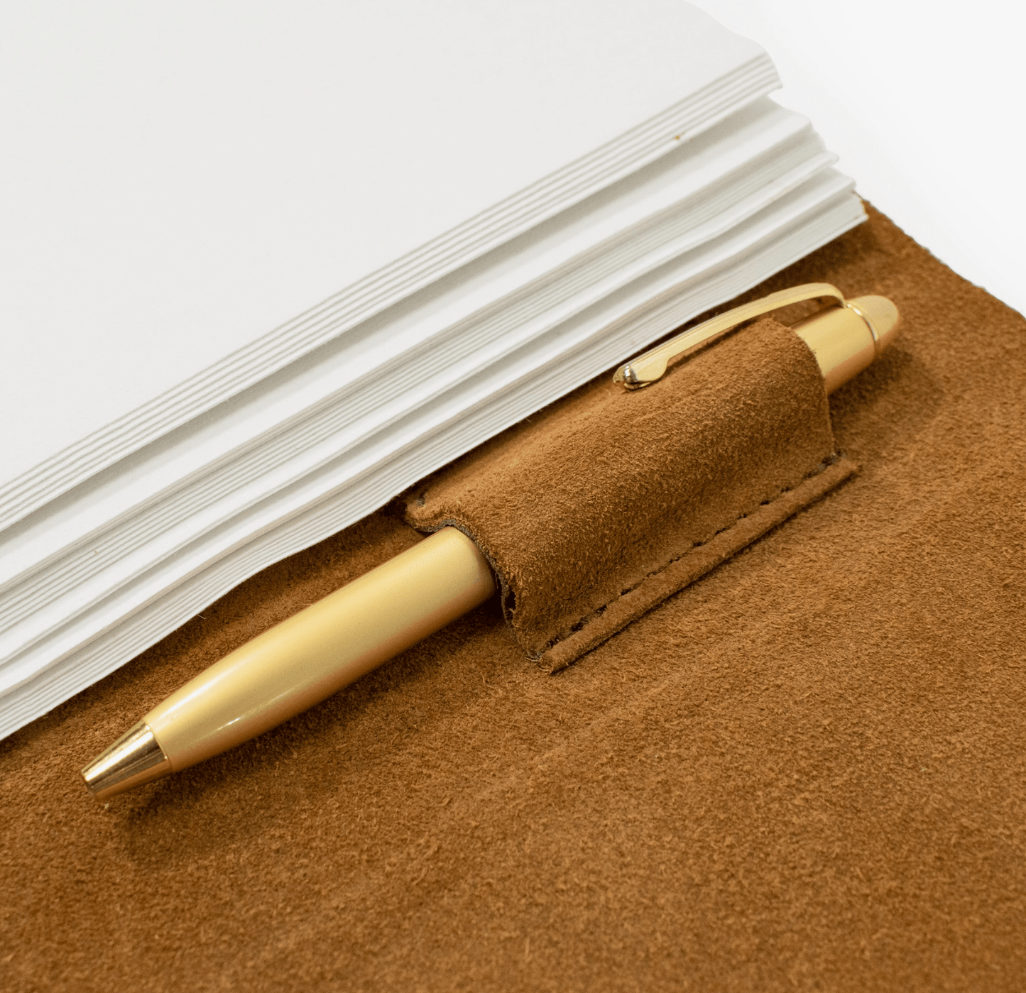 Congac Suede Leather Journal w/ Organic Cotton Paper Large - Purpose + Passion Boutique