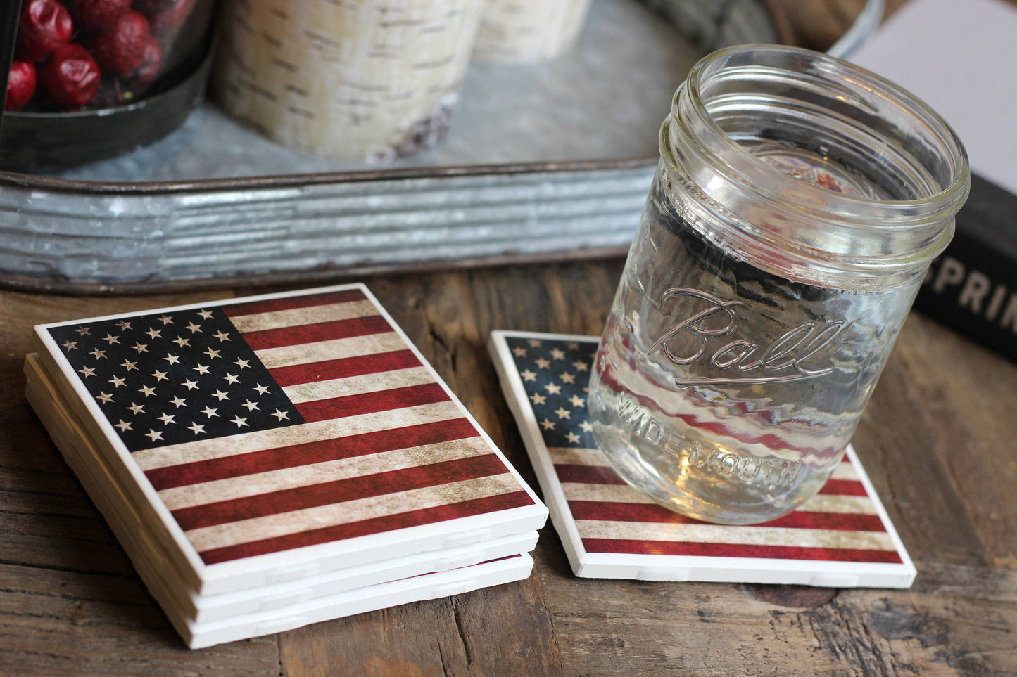 Rustic American Flag Coaster