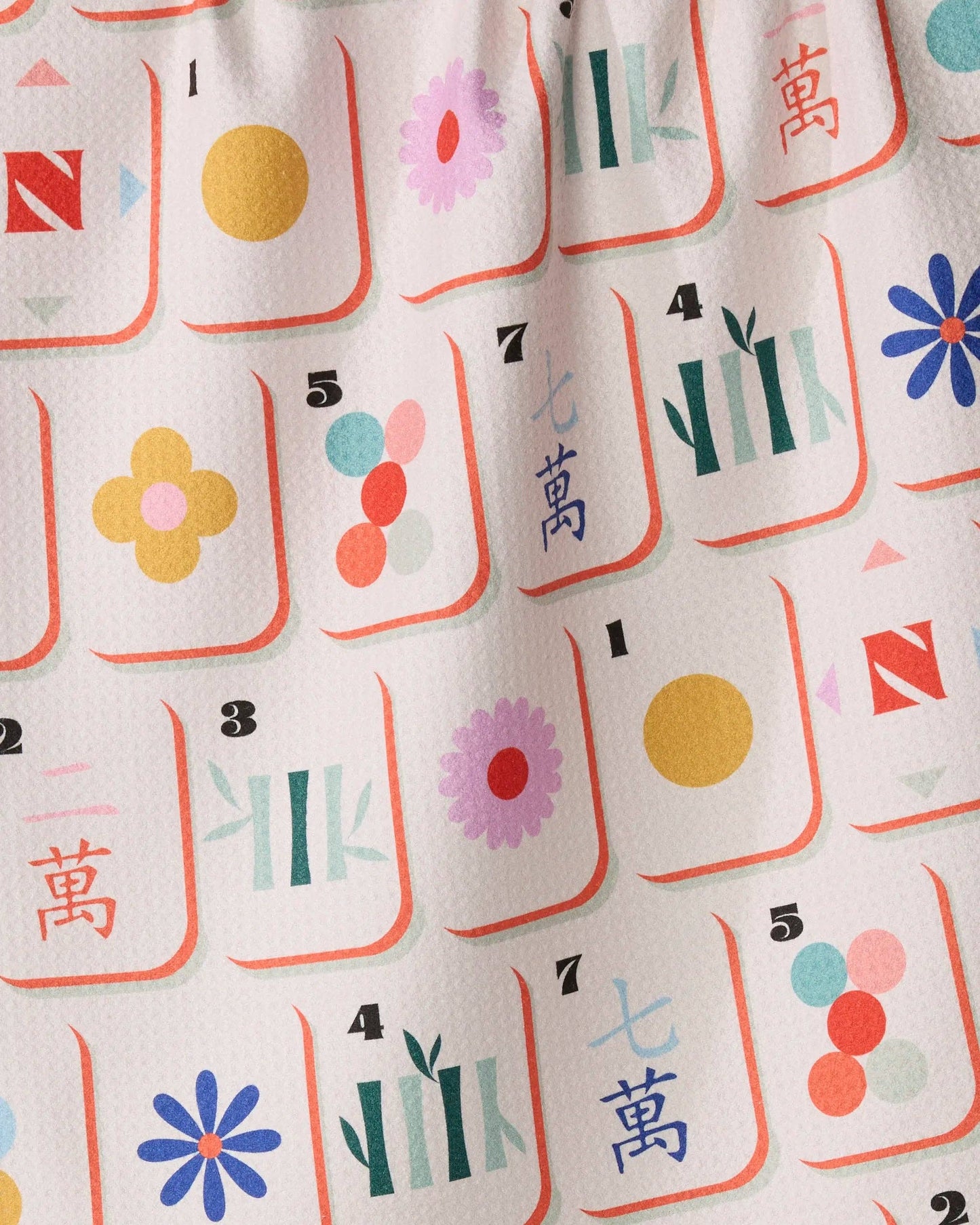 Pink Mahjong Tile Toss Tea Towel