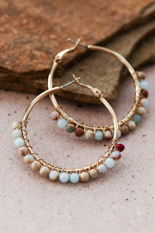 Boho Sea Sediment Jasper Stone Beaded Earrings