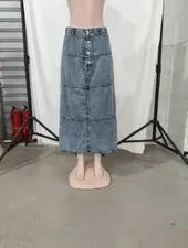 Dark Denim A - Line Layered Paneled Skirt - Purpose + Passion Boutique