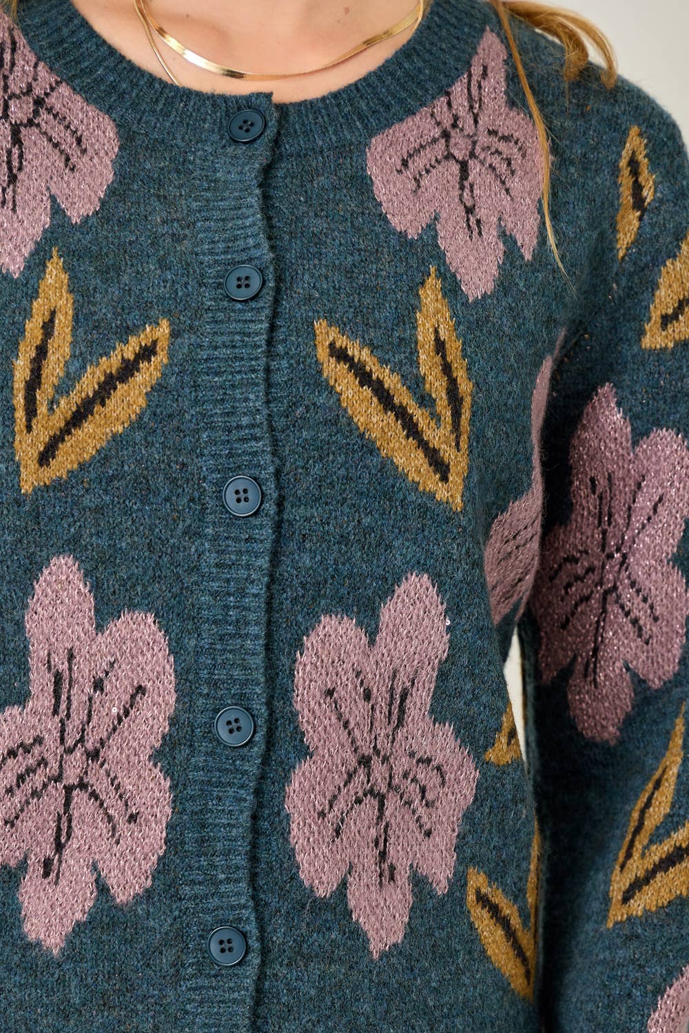 Deep Emerald Floral Sweater Cardigan - Purpose + Passion Boutique