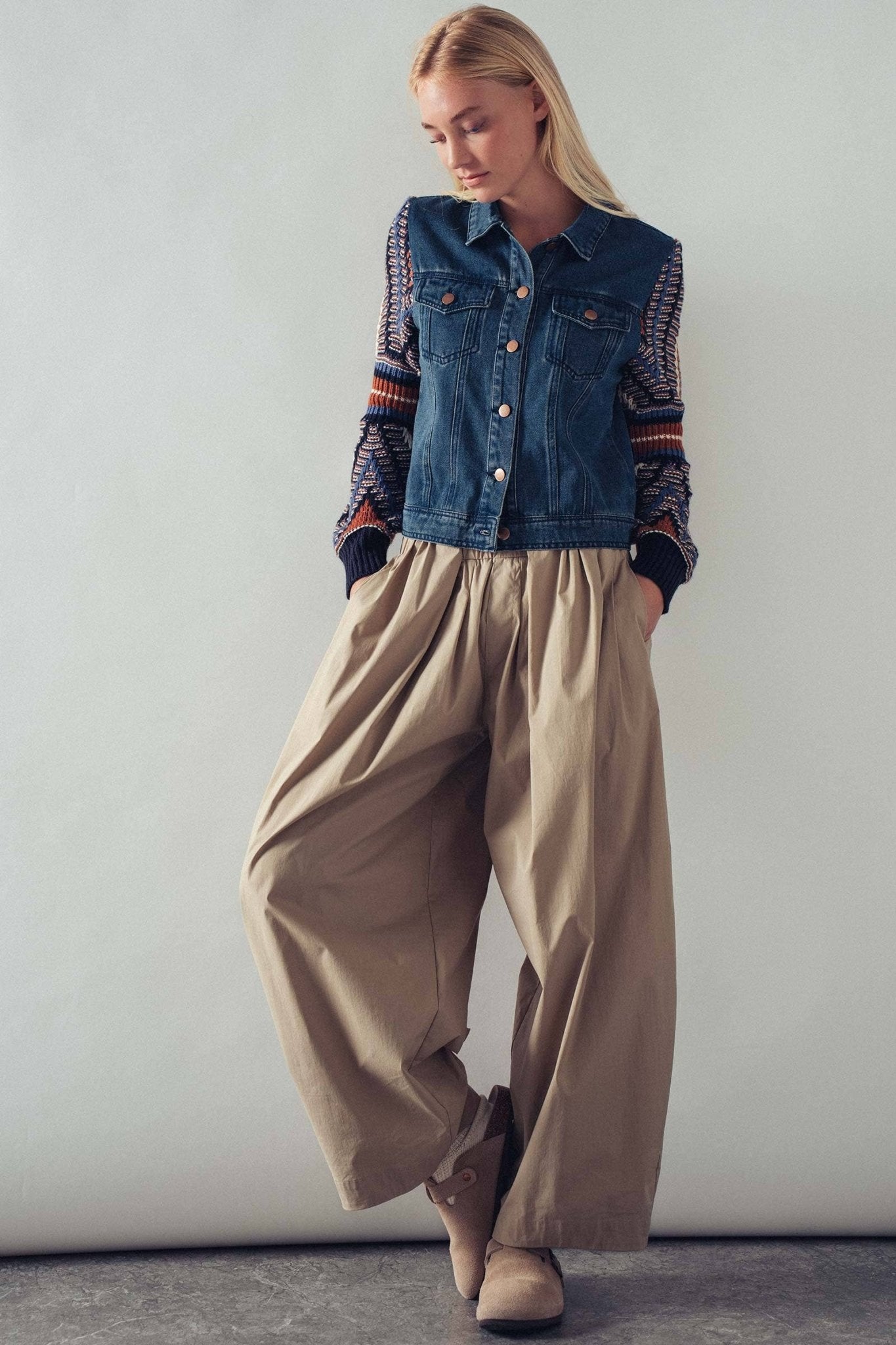 Denim Knit Sleeves Jacket - Purpose + Passion Boutique