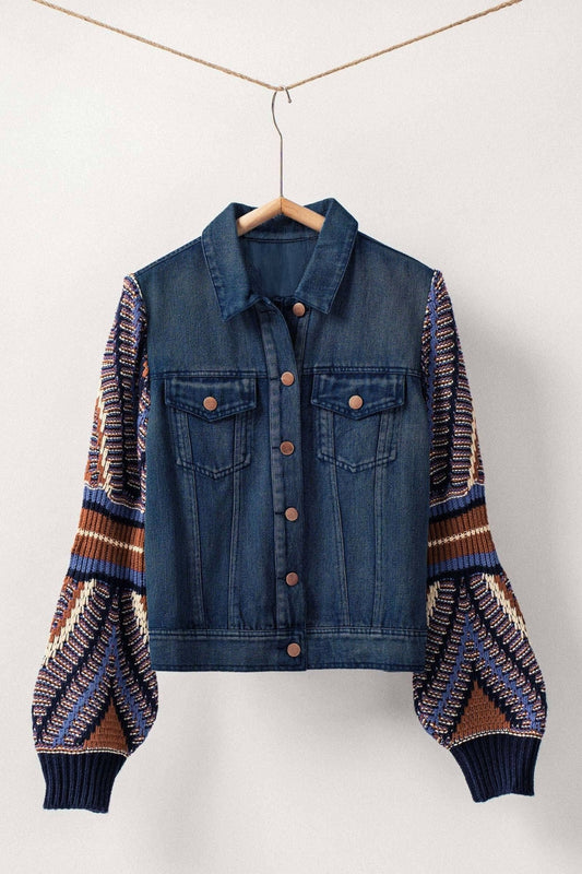 Denim Knit Sleeves Jacket - Purpose + Passion Boutique