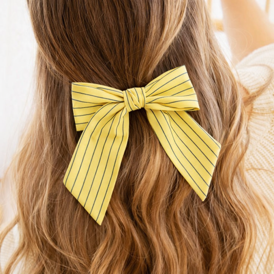 Striped Ribbon Bow Hair Clip