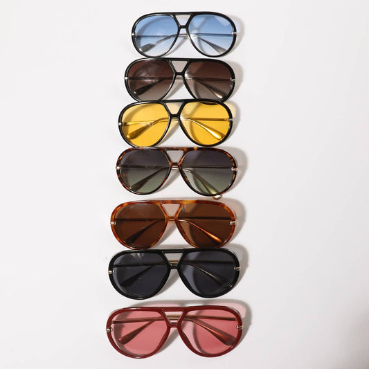 Tinted Lenses Retro Aviator Sunglasses