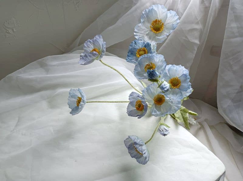 22'' Single Flocked Colorful Silk Poppies Spay