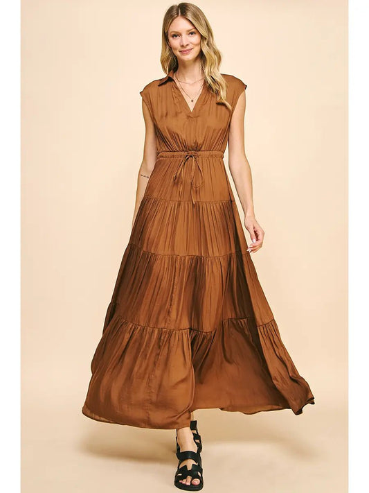 Elegant Sleeveless Tiered Maxi Waist Tie Dress - Purpose + Passion Boutique