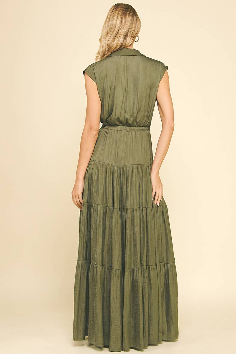 Elegant Sleeveless Tiered Maxi Waist Tie Dress - Purpose + Passion Boutique