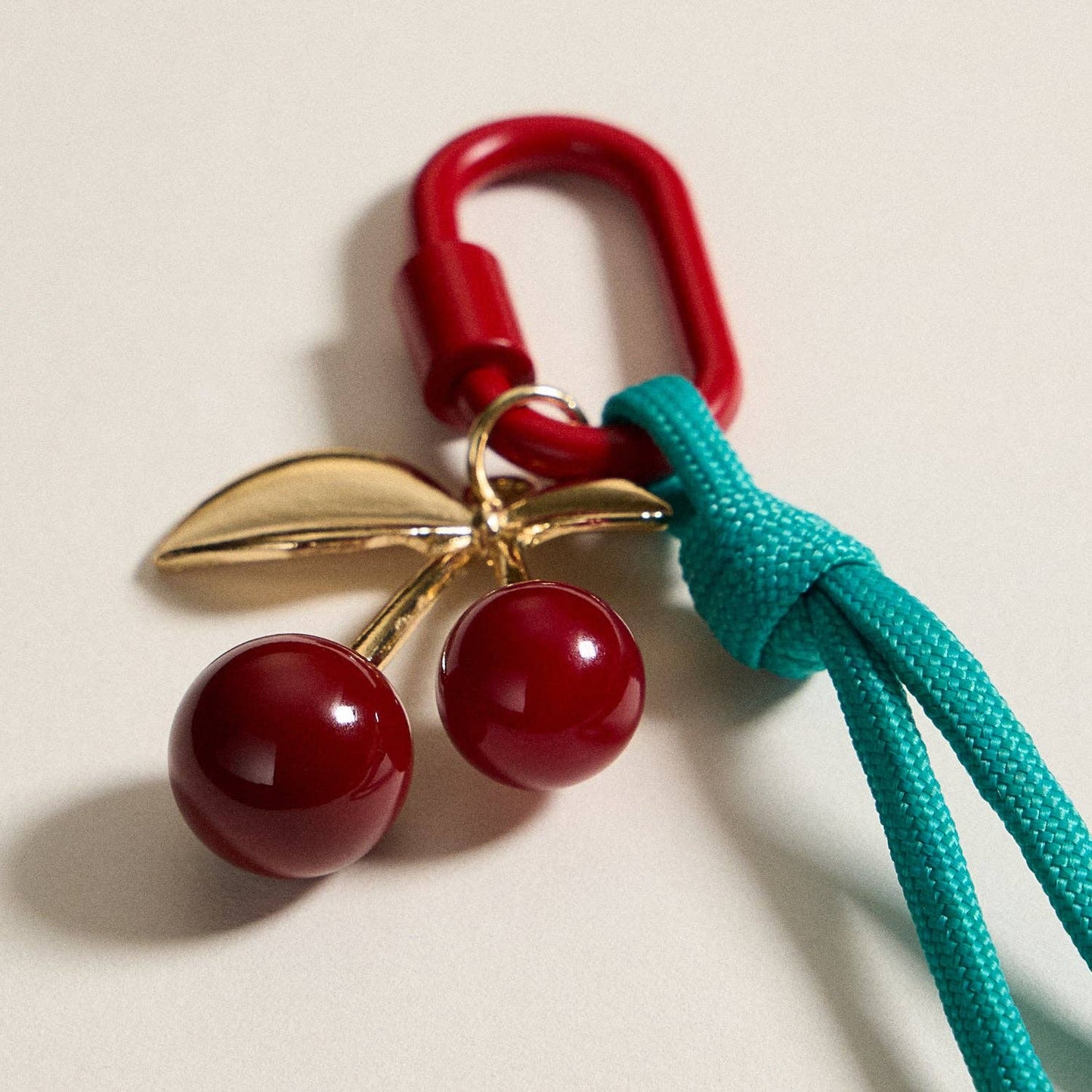 Enamel Cherry Charm Keychain with Rope Accent - Purpose + Passion Boutique