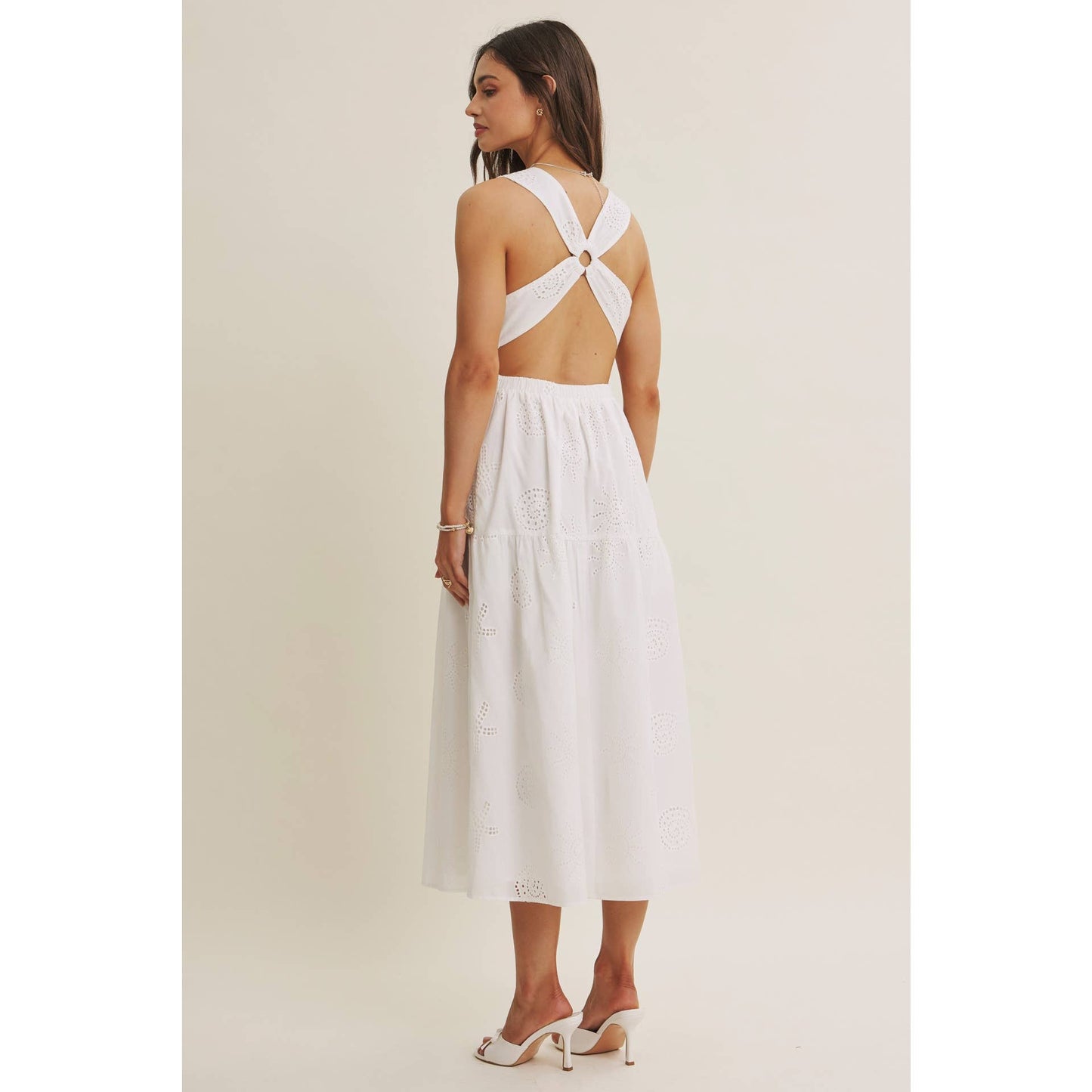 Sea Waves Off White Seashell Eyelet Dress