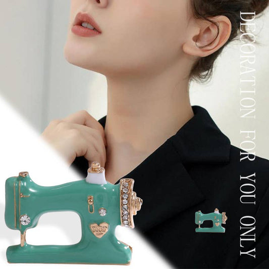 Oil Drip Diamond Corsage Sewing Machine Brooch