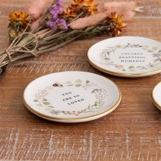 Floral Trinket Plates with Gold Rim - Purpose + Passion Boutique