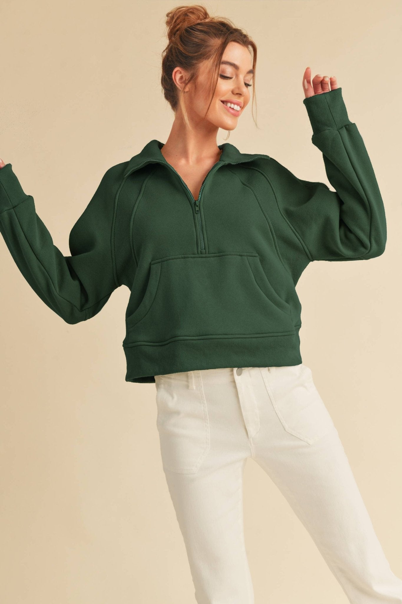 Forest Funnel Neck Half Zip - Purpose + Passion Boutique