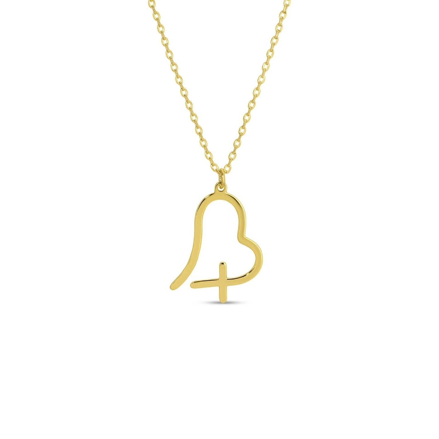 Free Form Heart With Cross Pendant Necklace - Purpose + Passion Boutique