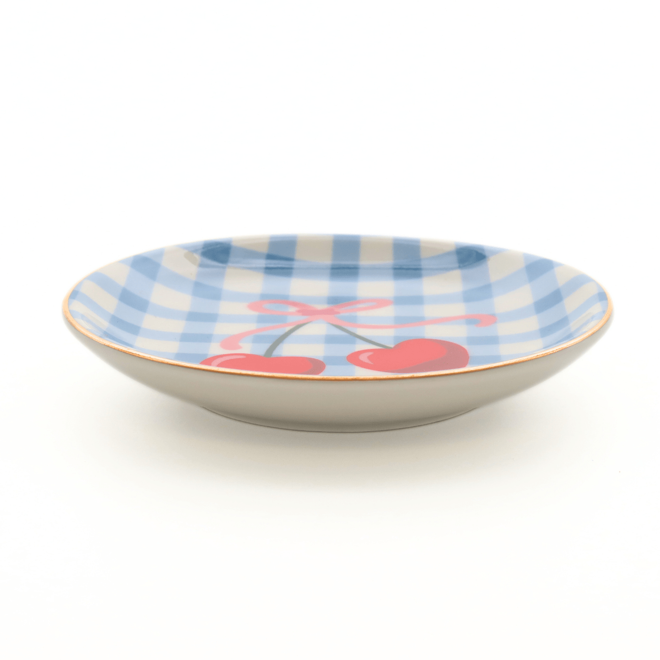 Gingham Cherry Round Trinket Tray - Purpose + Passion Boutique