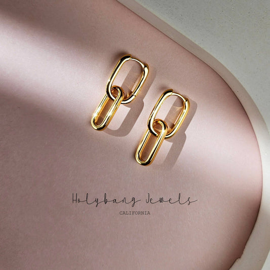 Gold Chain Drop Hoop Earrings - Purpose + Passion Boutique