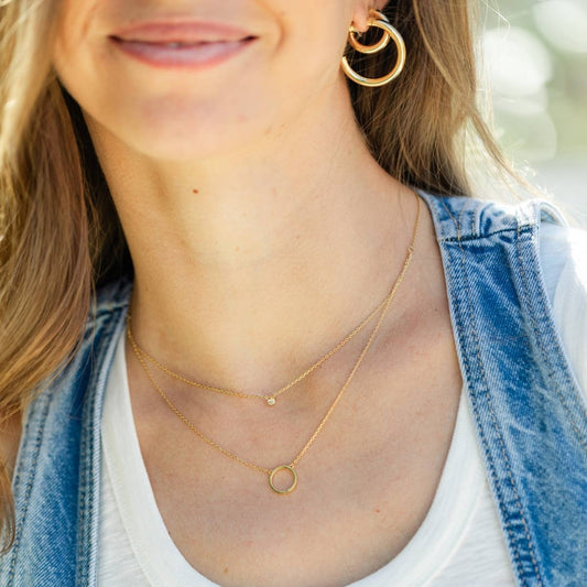 Gold Double Appeal Circle & Cz Necklace - Purpose + Passion Boutique