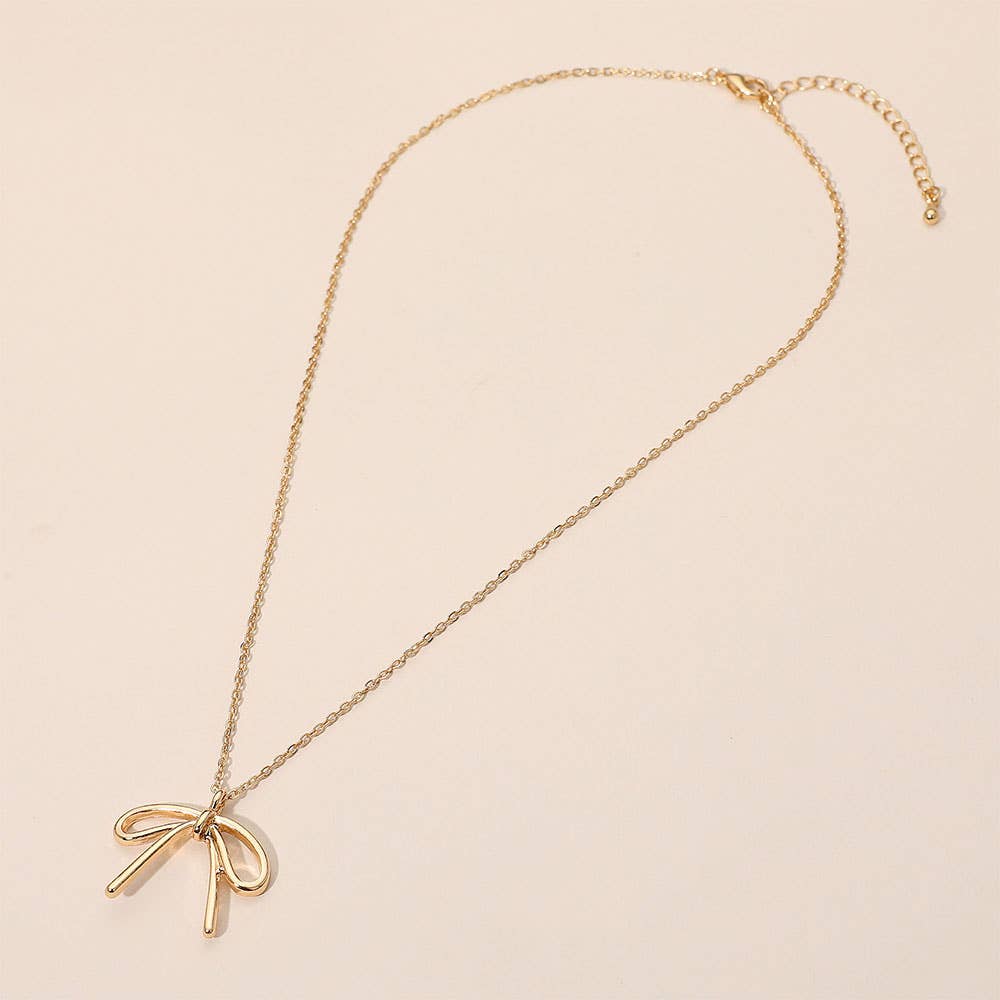Gold Metal Bow Pendant Necklace - Purpose + Passion Boutique