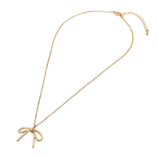 Gold Metal Bow Pendant Necklace - Purpose + Passion Boutique