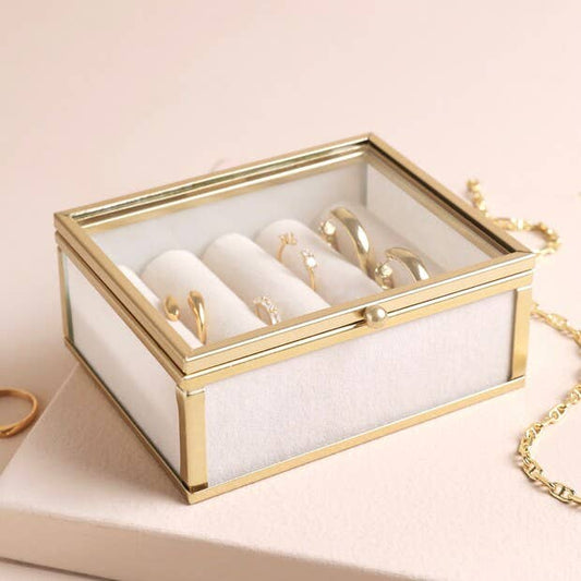 Gold Mini Glass Jewlery Box - Purpose + Passion Boutique