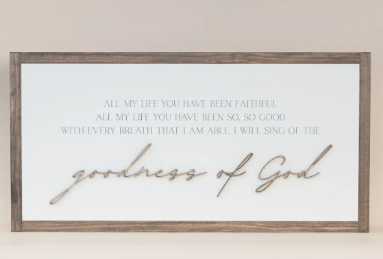 Goodness of God Brown Framed Art 24x12 - Purpose + Passion Boutique