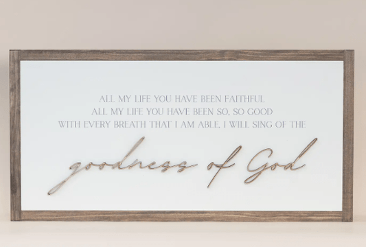 Goodness of God Brown Framed Art 24x12 - Purpose + Passion Boutique