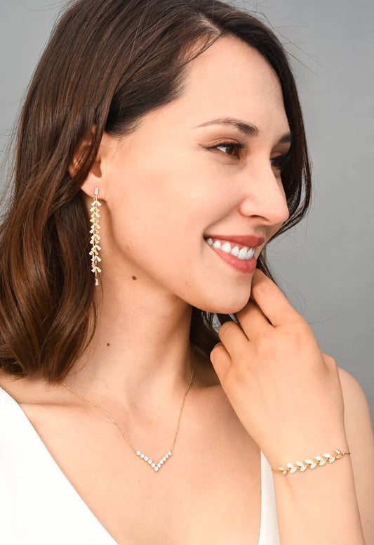 Graceful Willow Zircon & Gold Dangle Earrings - Purpose + Passion Boutique
