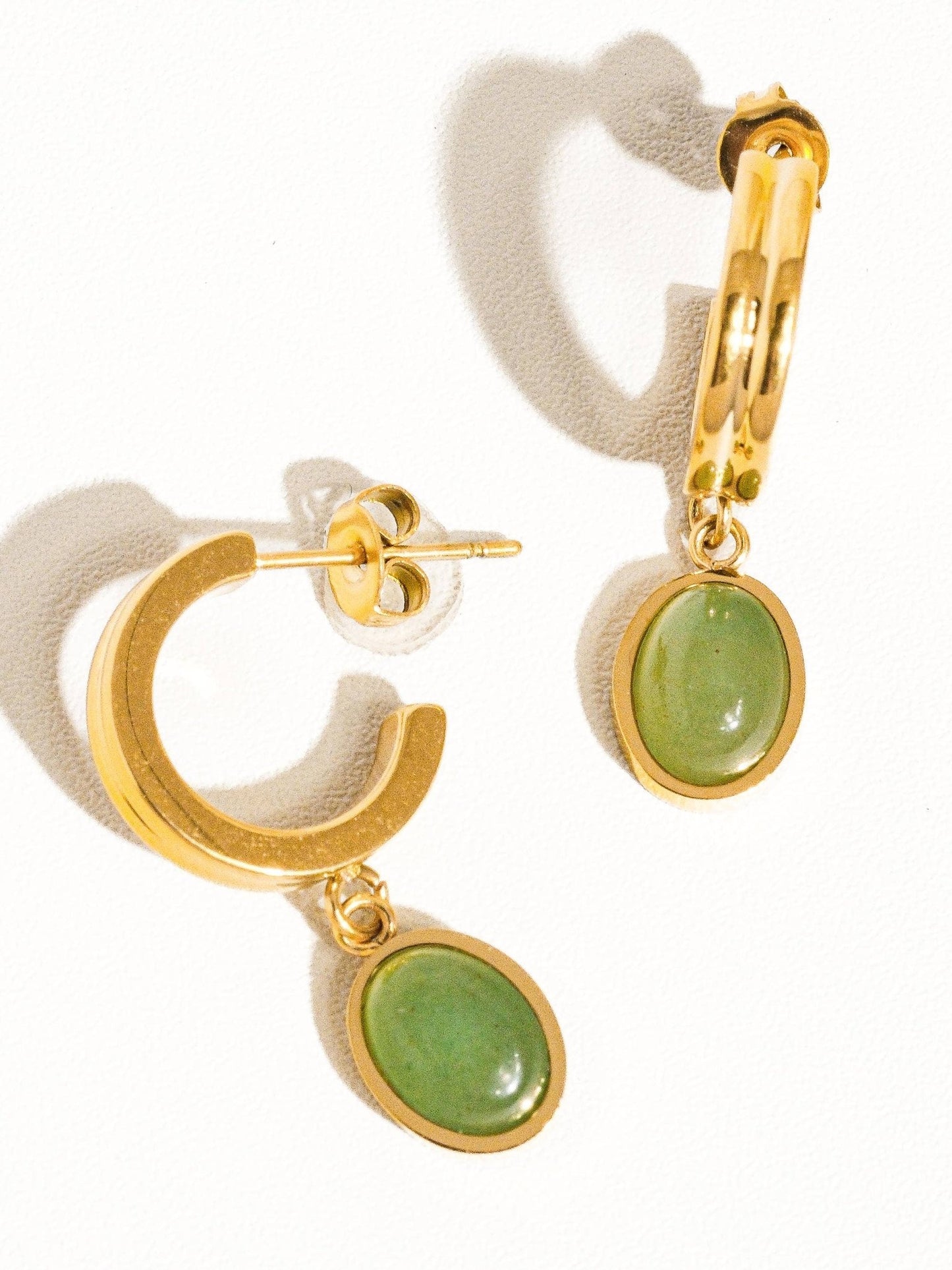 Green Dainty Round Stone Dangle Earring - Purpose + Passion Boutique