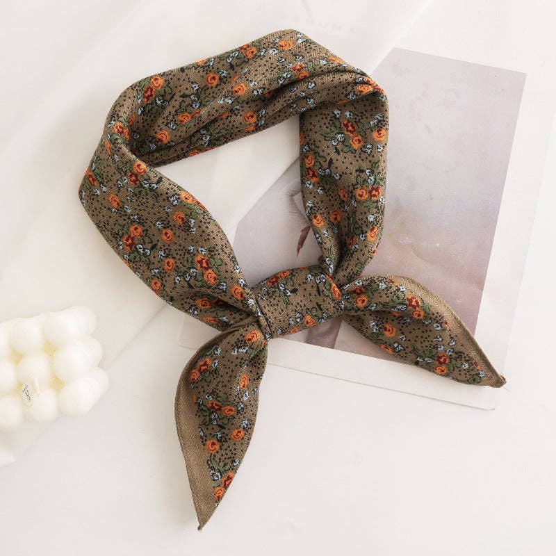 Green Vintage Floral Square Scarf - Purpose + Passion Boutique