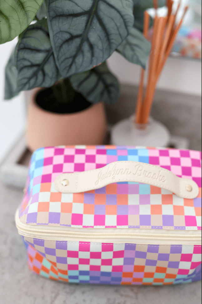 Happy Checkered Hold All Make Up Bag - Purpose + Passion Boutique