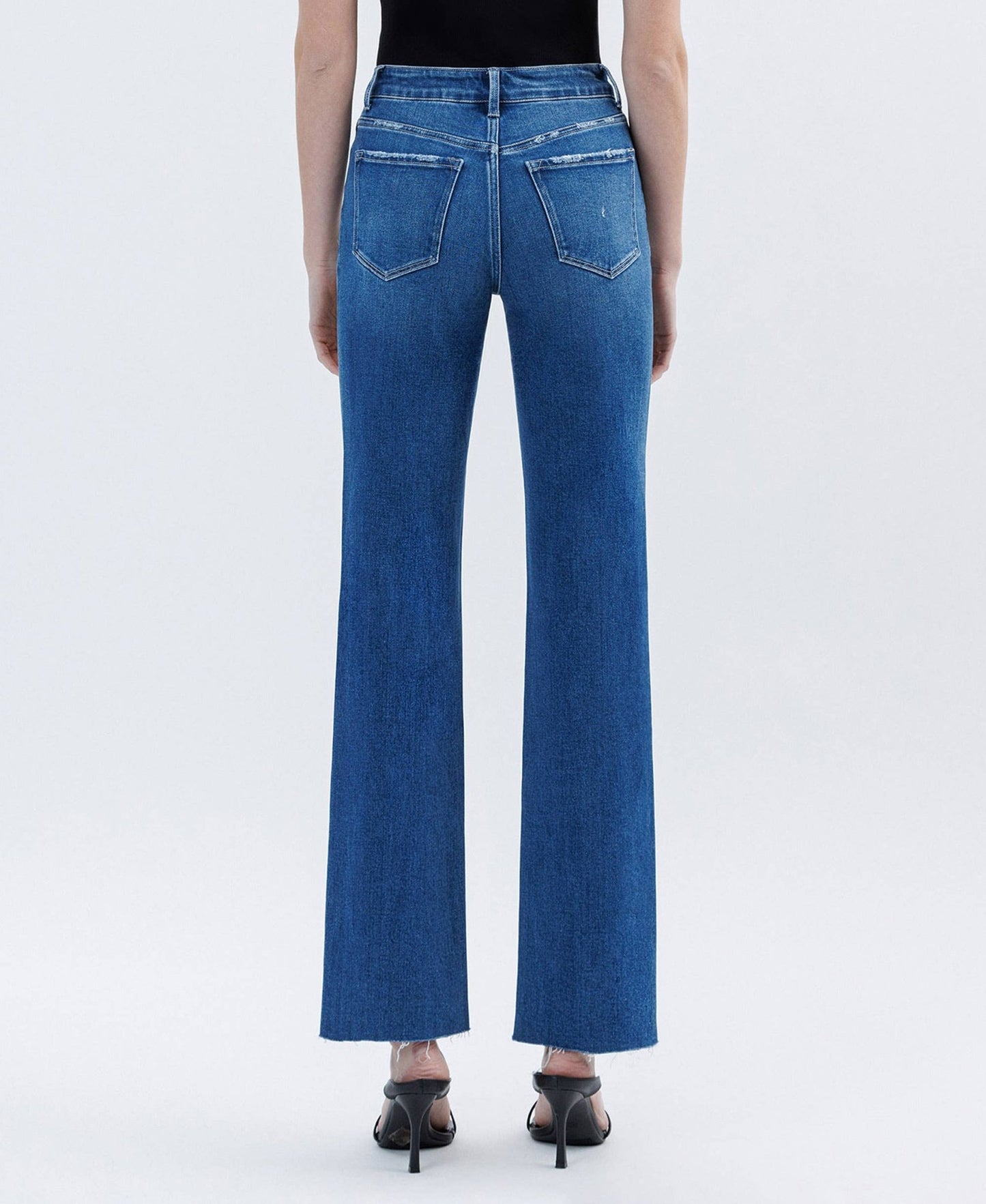 High Rise Clean Cut Raw Hem Straight Jeans - Purpose + Passion Boutique