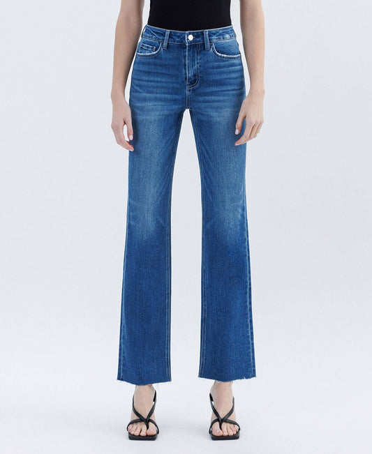 High Rise Clean Cut Raw Hem Straight Jeans - Purpose + Passion Boutique