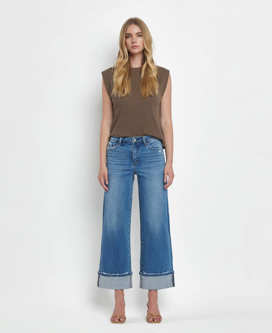 High Rise Cuffed Wide Jeans - Purpose + Passion Boutique