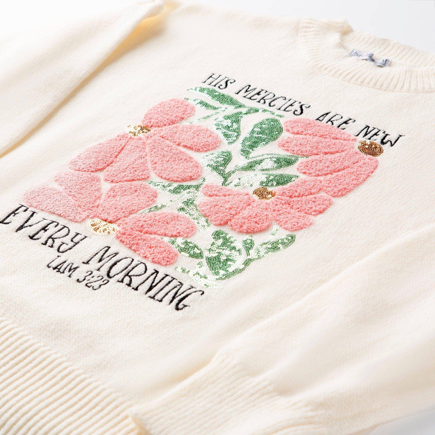 His Mercies Are New Embellished Sweater - Purpose + Passion Boutique