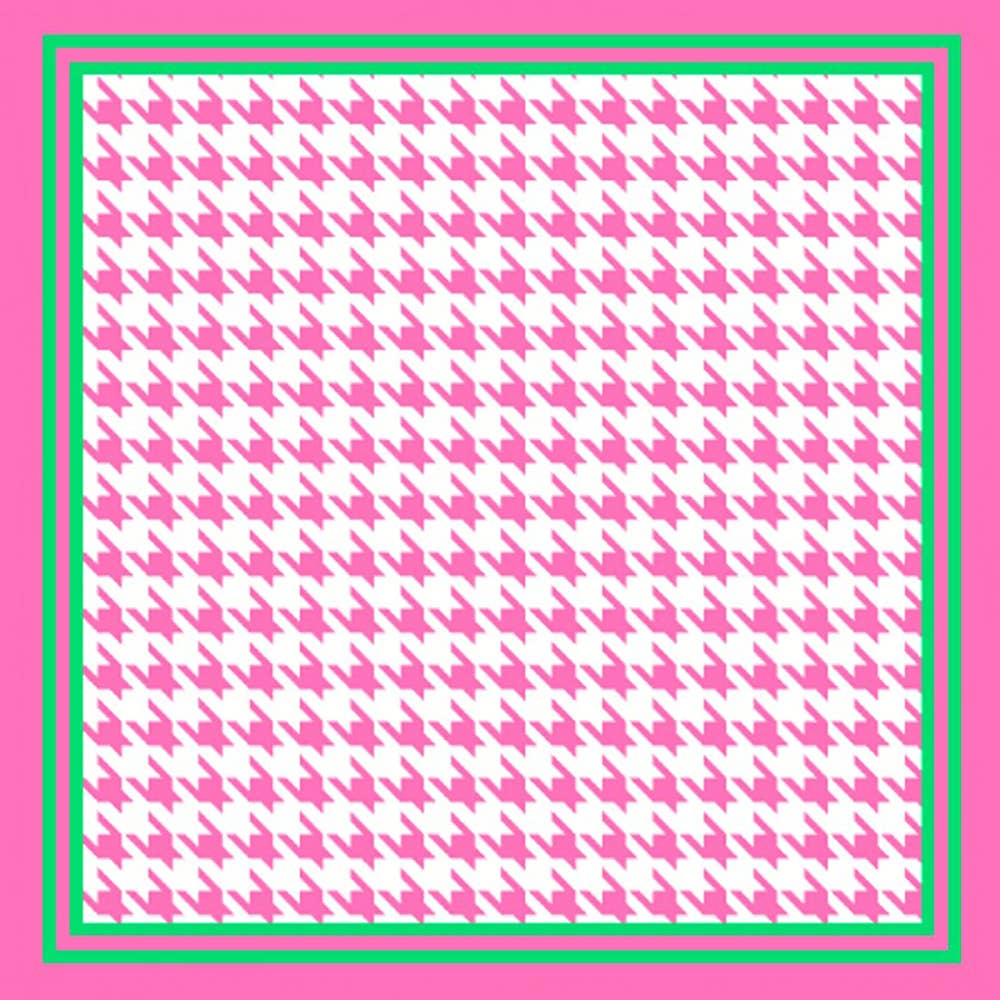 Houndstooth Pattern Printed Square Silky Satin Scarf Shawl - Purpose + Passion Boutique