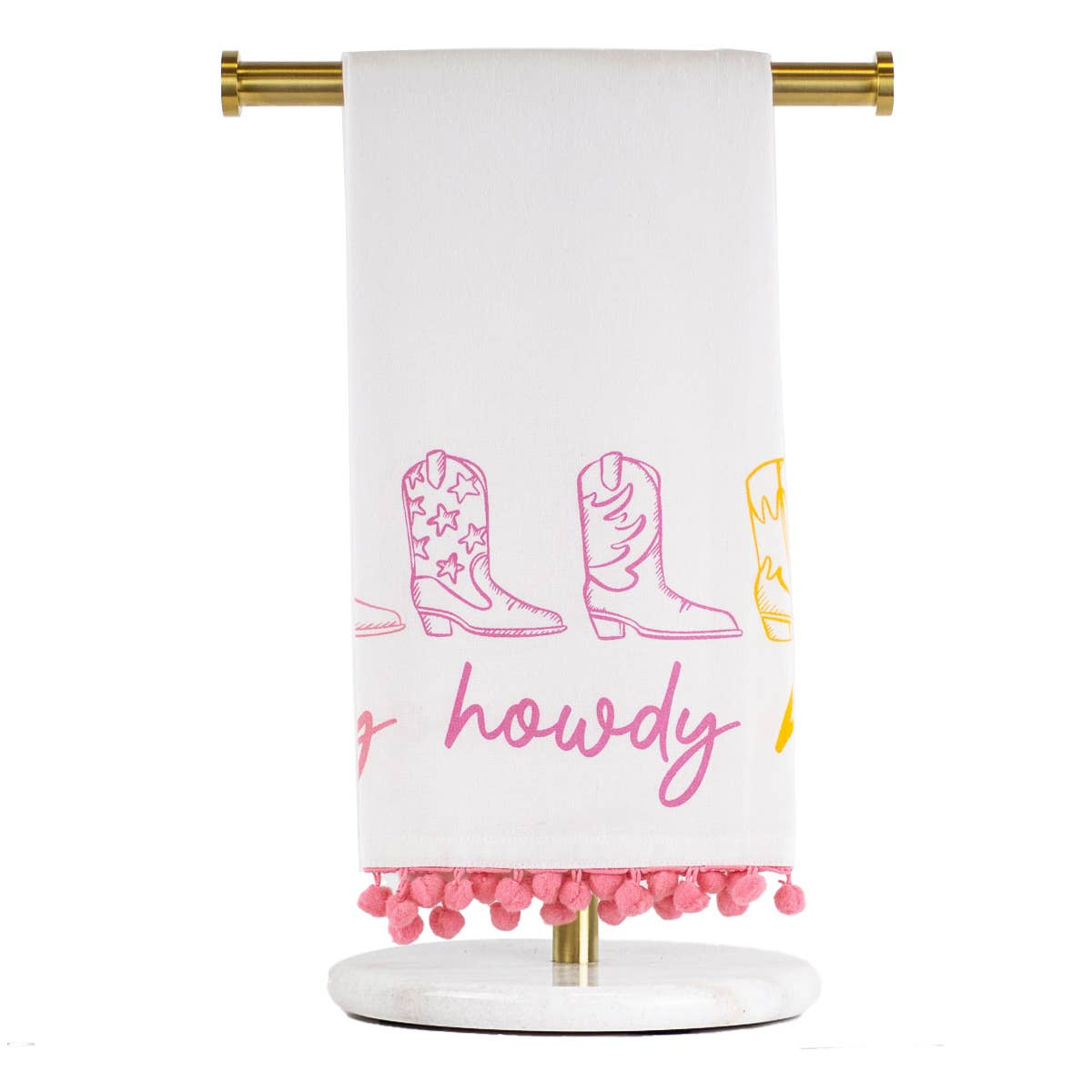 Howdy Cowgirl Pom Pom Hand Towel - Purpose + Passion Boutique