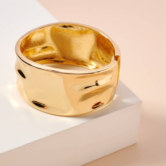 Irregular Wide 18K Gold Cuff Bracelet - Purpose + Passion Boutique