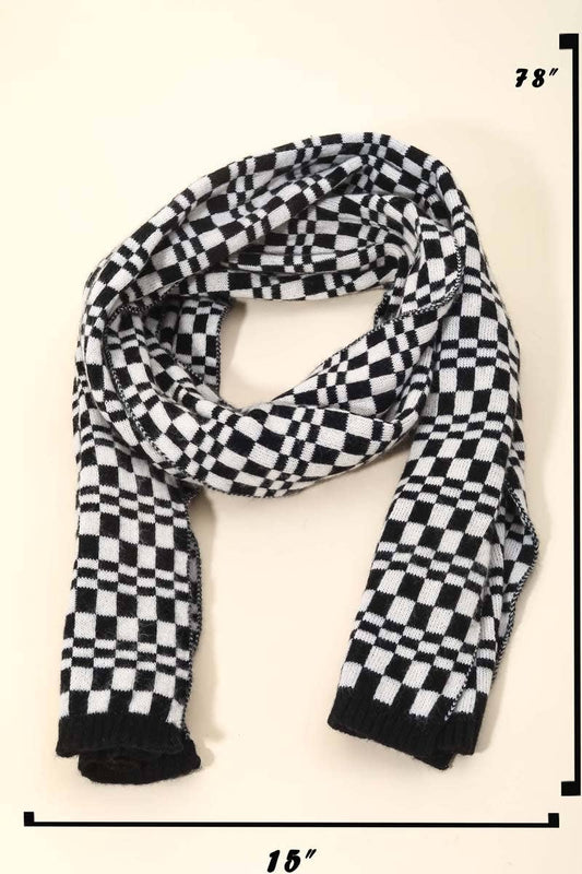 Ivory Checkered Pattern Oblong Scarf - Purpose + Passion Boutique