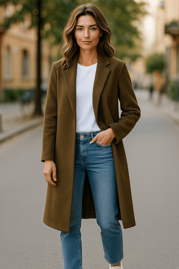 Juliette Olive Mid - Length Coat - Purpose + Passion Boutique