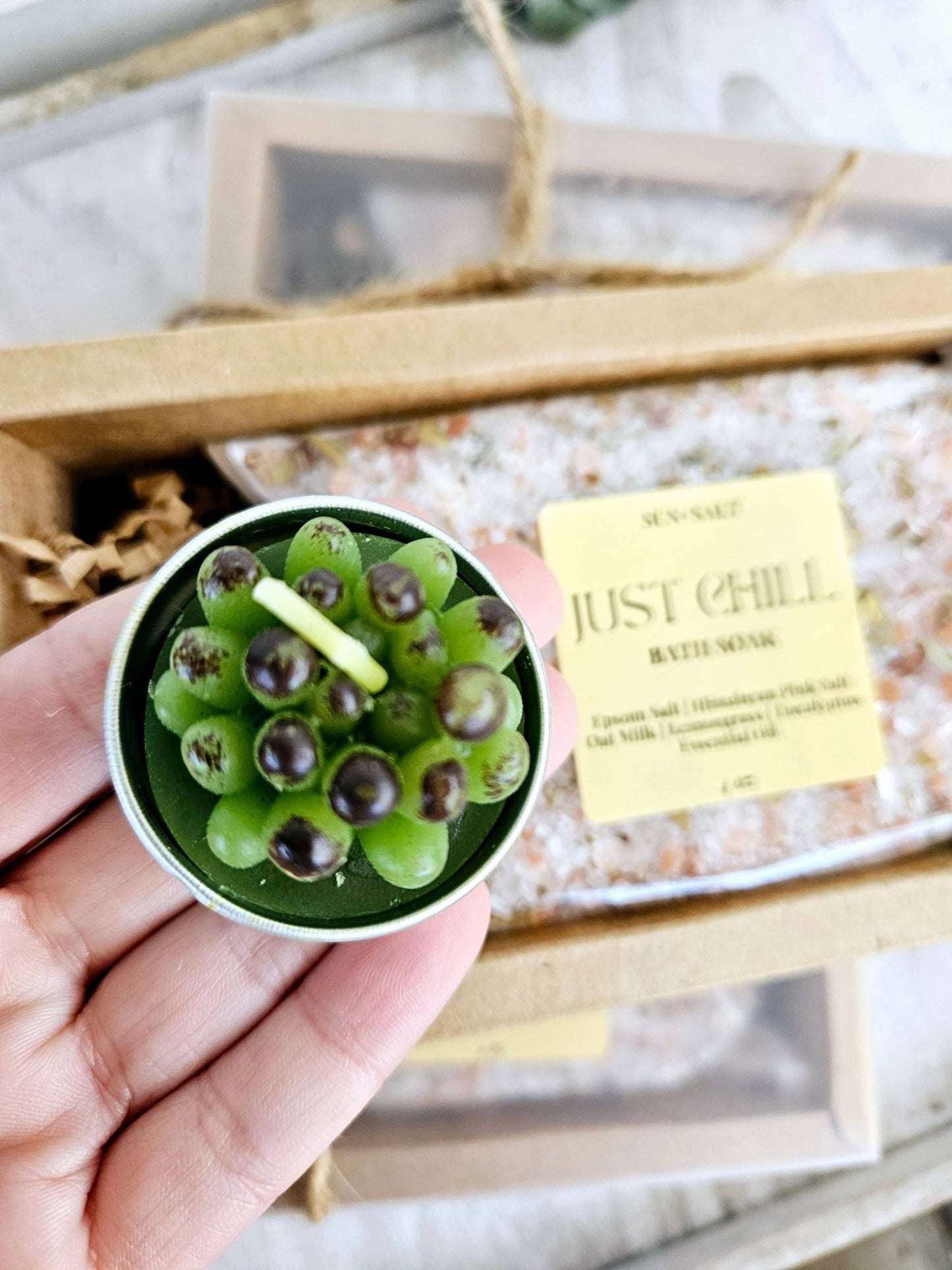"Just Chill " Salt & Succulent Candle Gift Set Bath Soak - Purpose + Passion Boutique