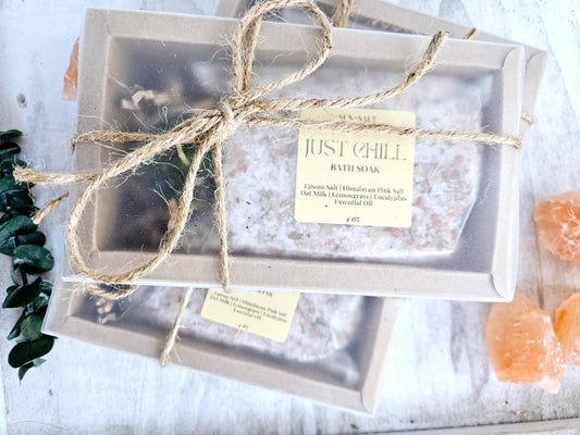 "Just Chill " Salt & Succulent Candle Gift Set Bath Soak - Purpose + Passion Boutique